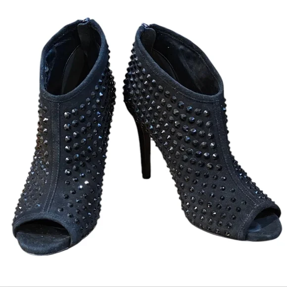 MICHAEL Michael Kors - Dani Open Peep Toe Crystal Bootie 4" High Heel Spiked - Picture 1 of 11